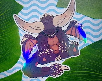 Nergigante Monster Hunter Worlds Wilds inspired Vinyl Waterproof holographic Sticker