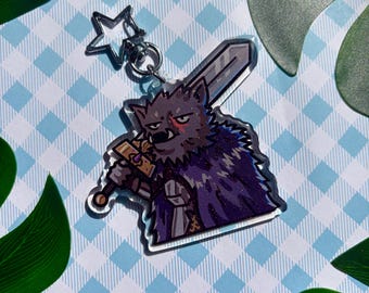 Blaidd-Schlüsselanhänger – 7,6 cm großer Acryl-Anhänger aus Elden Ring | Fan-Art mit Halbwolf | Geschenk für Gamer | Soulslike-Schlüsselanhänger