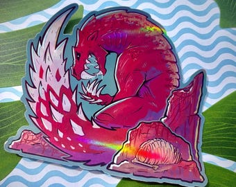 Odogaron Monster Hunter Worlds  inspired Vinyl Waterproof holographic Sticker