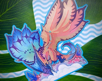 Legiana Monster Hunter Worlds  inspired Holographic Vinyl Waterproof  Sticker