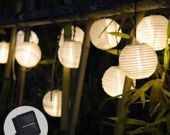 Wasserdichte Solar-LED-Laternenschnur beleuchtet, runde Ball-Papierlaternen-Lichterkette