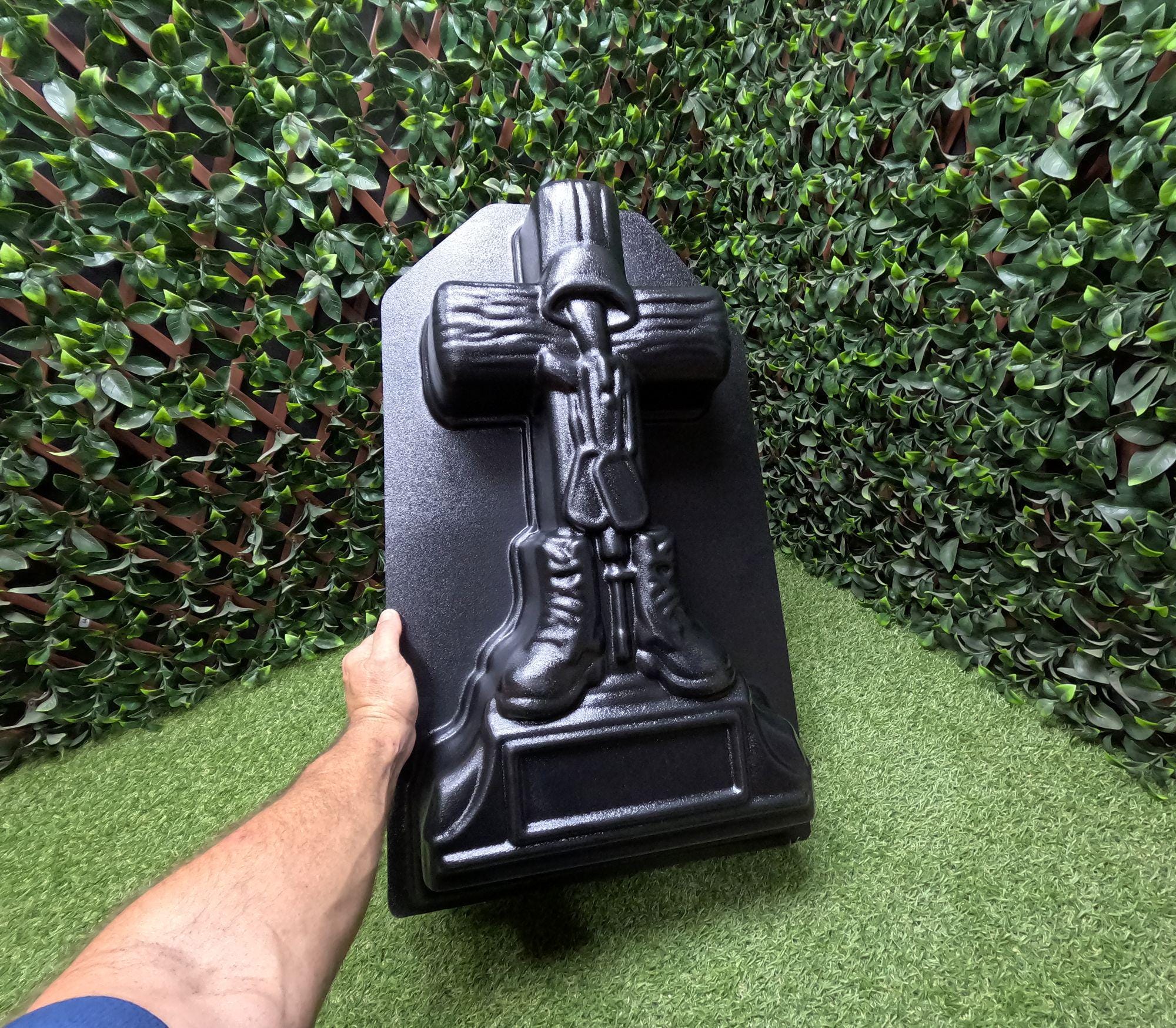 Battlefield Cross Concrete Mold – Fallen Soldier Military Memorial ...