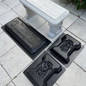Gods Army bench mold set. These high-quality professional concrete molds enables you to create hundreds of  concrete benches.