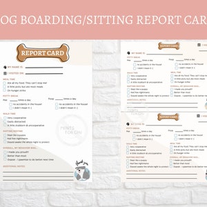 Plantilla de tarjeta de informe de alojamiento/sentado de perros