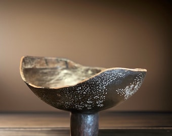 Unique Hand Made Ceramic Vase Dark Brown /White/Blue for Flower, Plant,Home Decor, Collection Or A Gift.