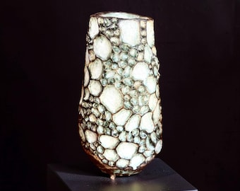 Handcrafted Ceramic Vase– Wabi-Sabi Stone Texture, Geometric Pattern Ambient Light
