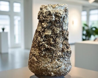 Vase- Hand Made Art Ceramic White Cracked/Light Brown/Beige Rustic Textures  For Flower/Plant/Collection & Home Decor