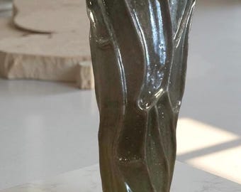 Unique Hand Made Ceramic Vase Green / Dark Green For Flowers, Home Decor, Plant, Gift