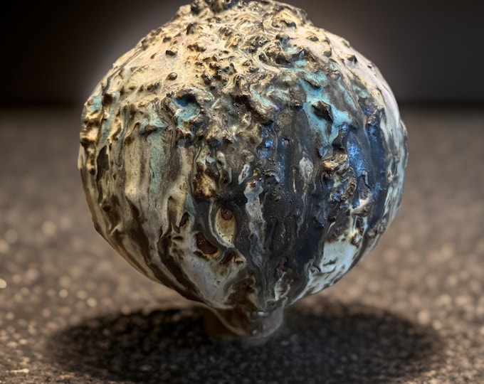 Featured listing image: Hand-Built Art Ceramic White/Black/Brown/Blue/Turquoise/ Pink Moon Rustic Textures Vase For Flower/Plant/Collection & Home Decor