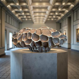 Sculptural Ceramic Centerpiece Vase– Handcrafted Textured Art Object with Stone-Inspired Pattern