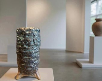 Unique Hand Made Ceramic Vase Turquoise / Dark Bronze For Flowers, Home Decor, Plant, Gift