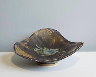 Handmade Ceramic Plate: Earth-Toned Rustic Stoneware Dinnerware