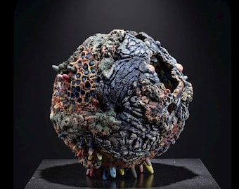 Hand-Built Ceramic Vase | Wabi-Sabi Volcanic Rock Texture, Organic Mineral Glaze
