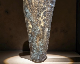 Volcanic Textured Ceramic Vase | Hand-built Sculptural Vessel | Earth-fired Surface, Organic Form, One-of-a-Kind Art Object