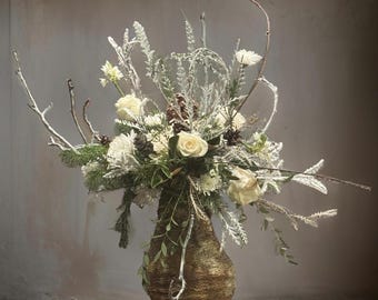 Hand Made unique Art Ceramic Brown/Yellow Stone Volcano Rustic Vase For Flower, Plant, Home Decor, Colletion, Gift.