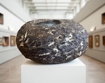 Textured Volcanic Ceramic Vessel – Organic Donut Form
