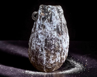 Hand-Built Ceramic Vase: White Lava Glaze, Wabi-Sabi Texture, Rustic Decor