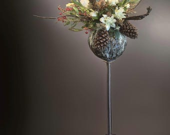 Hand-Built One Of Kind Moon Art Ceramic Vase White/Black/Brown/ Rustic Textures  For Flower,Plant,Collection, Home Decor or Gift