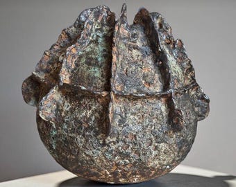 Sculptural Ceramic Vessel – Textured Volcanic Surface | Handcrafted Art Object