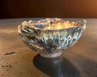 Unique Hand Made Ceramic Bowl Orange/Black/ Brown/Beige For Kitchen, Gift, Any Table  Setting.