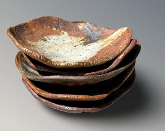 Unique Hand Made Ceramic Plate Brown W/ Blue / Sliver / White For Any Table  Setting