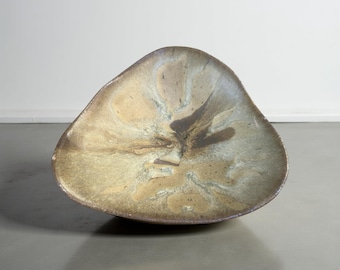 Handmade Ceramic Plate – Earth-Toned Organic Dinnerware | Rustic Stoneware Plate for Serving, Sushi, or Dessert