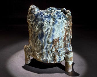 Wabi-Sabi Ceramic Vessel – Shino Glaze Art Piece, Textured Stoneware Pottery Pot