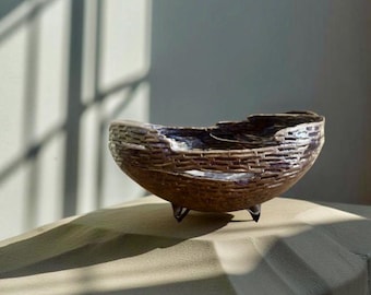 Hand Made One Of Kind Ceramic Vase Blue /Purple Unique Textures  For Flower ,Plant, Home Decor, Gift.