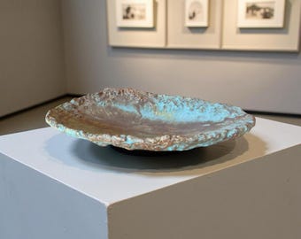 Unique Hand Made Ceramic Turquoise/ Dark Brown  Plate  For Kitchen, Any Table  Setting Or Gift.