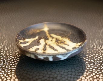 Unique Hand- Made Dark Brown/ White Plate  For Any Table  Setting