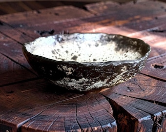 Hand-Built Wabi-Sabi Tea Bowl | Dry Lake White Glaze, Organic Ceramic Tableware