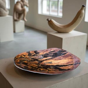 Handmade Ceramic Plate: Black & Orange Table Decor