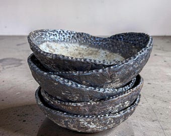 Hand-Built Wabi-Sabi Tea Bowl | Dry Lake White Glaze, Organic Ceramic Tableware