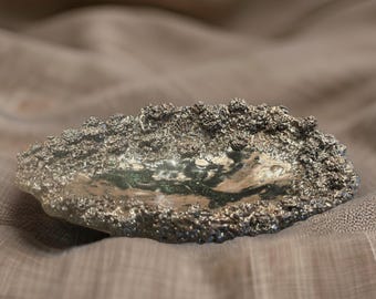 Unique Hand Made Art Ceramic Green/Dark Brown  Plate  For Kitchen, Any Table  Setting Or Gift.