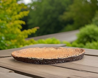 Unique Hand Made Dark Brown Ceramic Plate  For Any Table  Setting