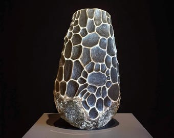 Hand-sculpted Stoneware Vase – Organic Textured Pottery, Woven Earth Collection