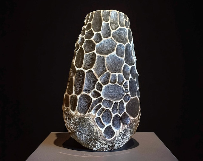 Featured listing image: Hand-sculpted Stoneware Vase – Organic Textured Pottery, Woven Earth Collection