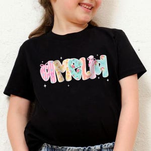 Personalized Floral Bow Name Shirt, Custom Kid Name Shirt, Girl Name Shirt for Kids, Coquette Bow Name Shirt, Comfort Colors Custom Name Tee