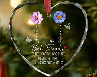 Personalized Best Friend Birth Month Flower Ornament, Friendship Gift, Best Friend Gifts, Bestie Gifts, Friendship Ornament,Sisters Ornament