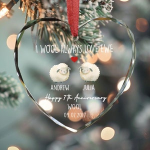 I WOOL Always Love Ewe Personalised 7th Anniversary Ornament, Wedding Anniversary Gift, Wool Anniversary Gift, Wedding Gift for Couple