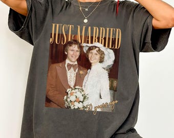Comfort Colors Just Married 50 Years Ago Shirt, 50th Anniversary Gift, Married For 50 Years Shirt, Wedding Anniversary Matching Couple Shirt