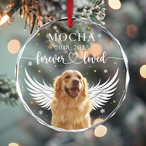 Personalized Pet Memorial Ornament, Custom Dog Photo Ornament, Cat Christmas Ornaments, Pet Memorial Keepsake, Forever Loved Sympathy Gift