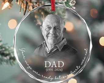 Custom Photo Memorial Ornament, Dad Remembrance Christmas Ornament, Memorial Day Glass Ornament, Mom Loss Ornament, Loss of Father Gift