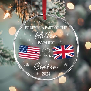 Personalized Long Distance Ornament, Exchange Student Keepsake, Gift For Foreign Exchange Students, Two Countries Ornament, Moving Away Gift