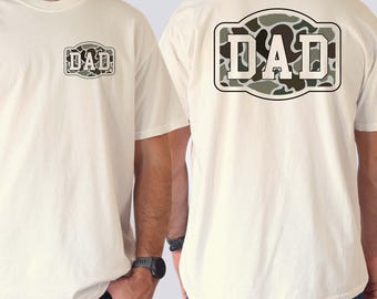 Comfort Colors® Camouflage Dad Shirt, Fathers Day Gift, Dad Shirt, Retro Dad Shirt, Gift For Dad, Varsity Dad Shirt, Duck Camo Fathers Shirt