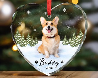 Personalized Pet Photo Christmas Ornament Dog Lover Gift, Cat Portrait Cat Mom Gift