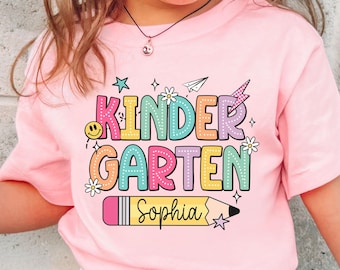 Back to School Girl Shirt Personalized, Custom Kids Name School Shirt, Boys Girls First Day of Kindergarten Shirt, Toddler School Outfit