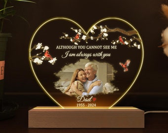 Custom Photo Memorial Night Light, Dad Remembrance In Loving Memory Stand, Memorial Picture Gift, Mom Loss Night Light, Loss of Father Gift