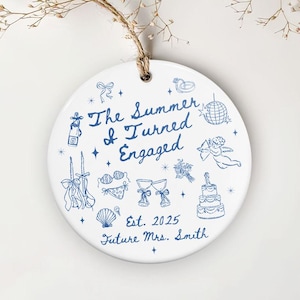 Custom Engagement Gift, The Summer I Turned Engaged Personalized Ornament, Bride to Be Wedding Christmas Decor, Bridal Shower Keepsake