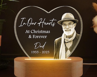 Custom Personalized Photo LED Wood Stand Room Night Light Up Table Lamp In Loving Memory Condolence Remembrance Loss Sympathy Memorial Gift